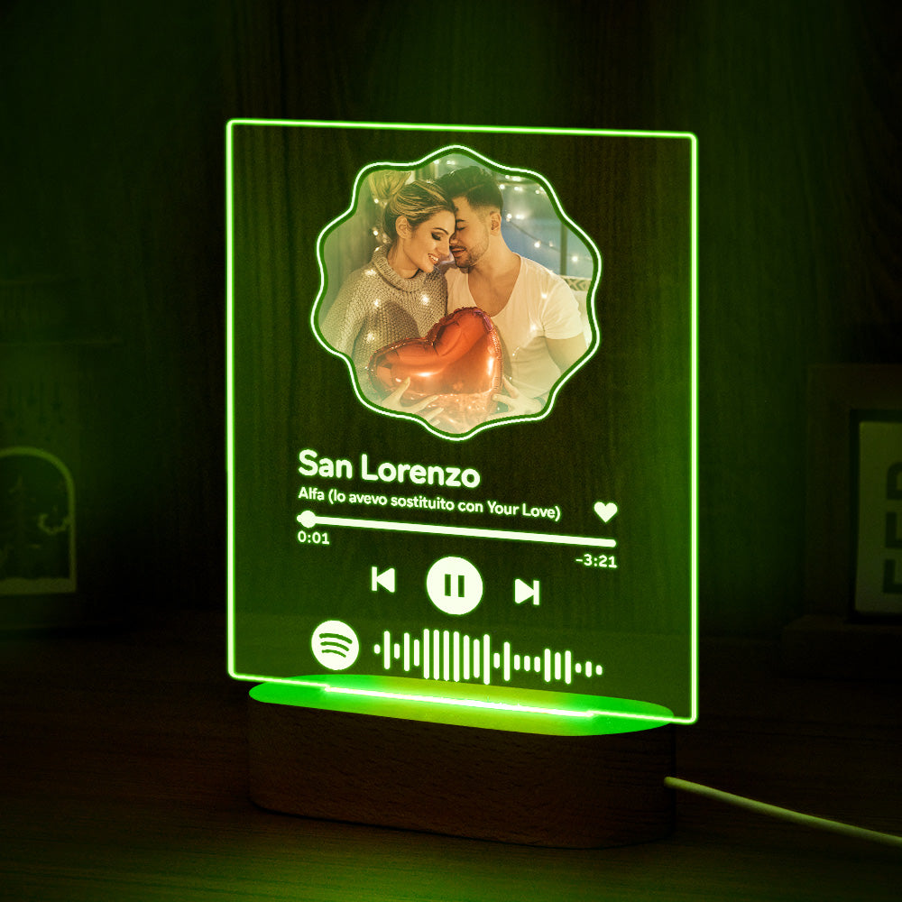 Custom Scannable Spotify Code Colorful Night Light Flower Photo Gifts for Couples - soufeelus