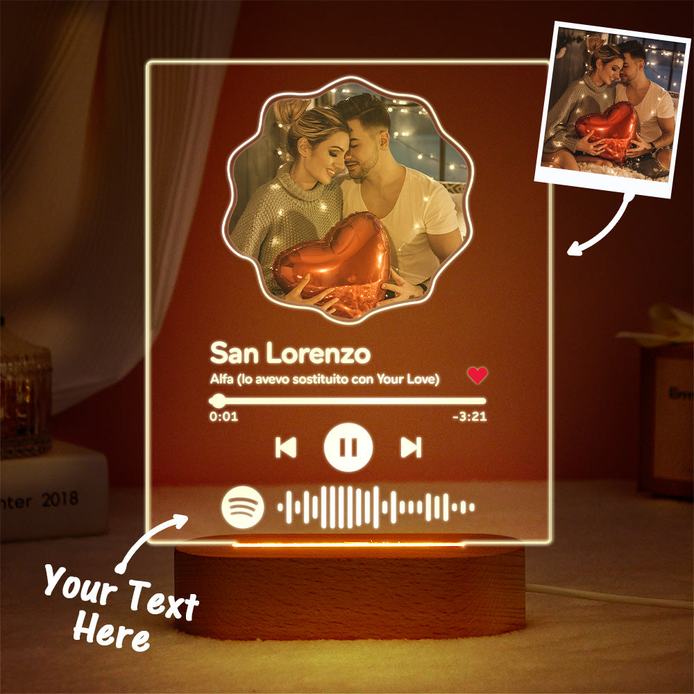 Custom Scannable Spotify Code Colorful Night Light Flower Photo Gifts for Couples - soufeelus