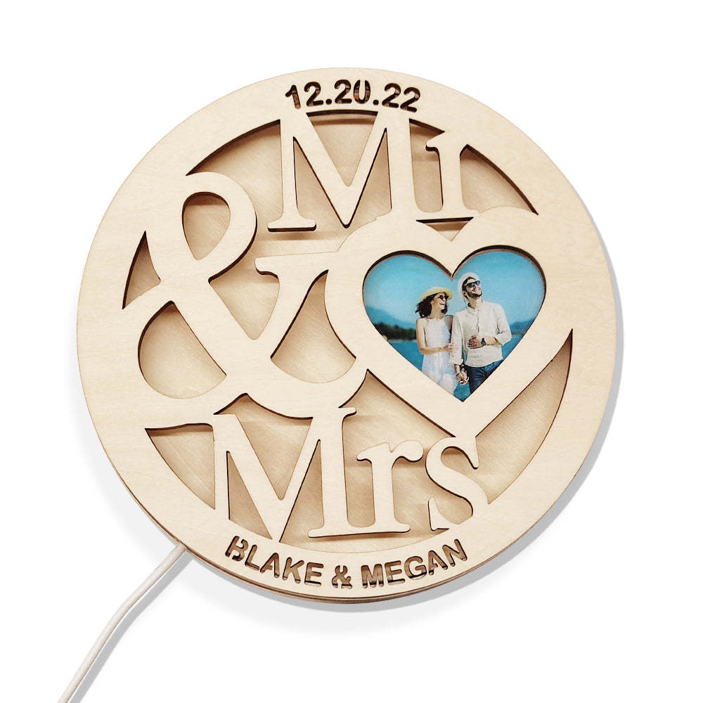 Custom Photo Wooden Lamp Personalized Engraved Name Night Light for Lover - soufeelus