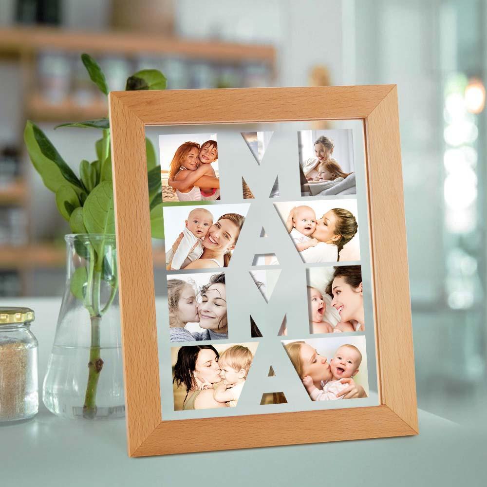 Custom Photo Night Light Wooden Frame Night Light Gift for Mom - soufeelus