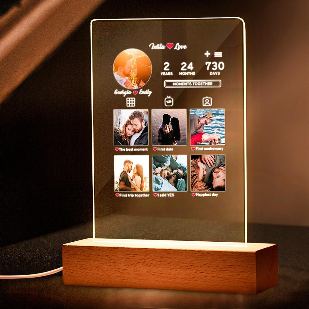 Custom Photo Night Light Anniversary Gift Personalised Photo Lamp Anniversary Gift Acrylic Night Light - soufeelus
