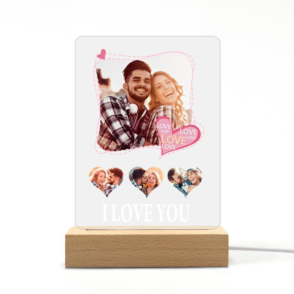 Custom Photo Night Light Engraved Love Lamp for Couple Gift - soufeelus