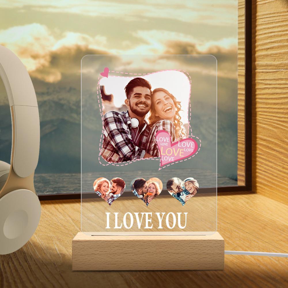 Custom Photo Night Light Engraved Love Lamp for Couple Gift - soufeelus