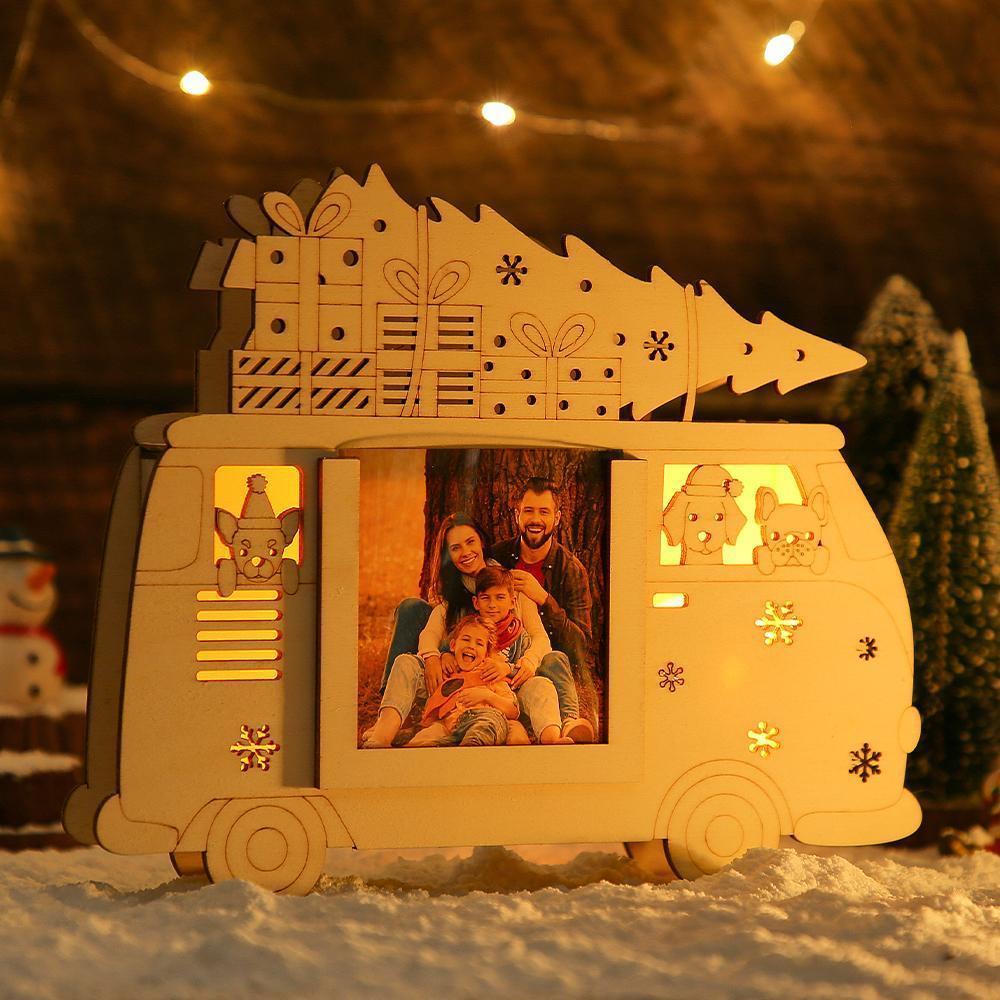 Custom Photo Frame with Light Christmas Wooden Commemorate Gifts