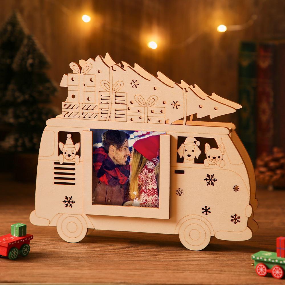 Custom Photo Frame with Light Christmas Wooden Commemorate Gifts