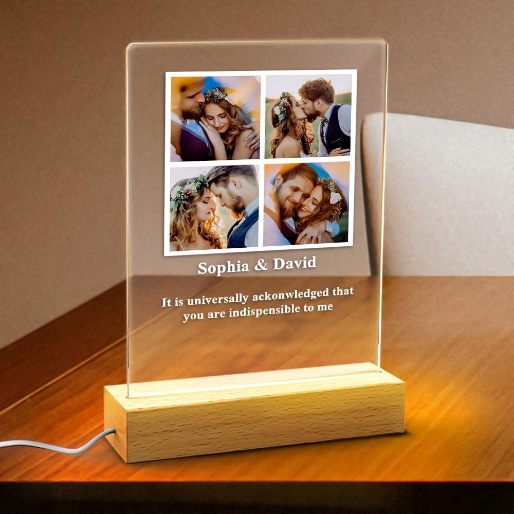 Personalized Photo Acrylic Plaque Night Light Couple Gift