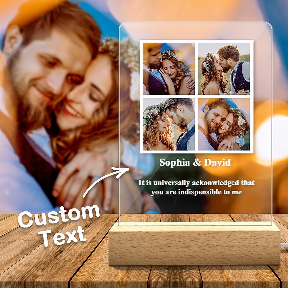 Personalized Photo Acrylic Plaque Night Light Couple Gift