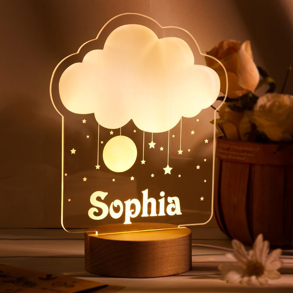 Kid Night Light with Custom Name Nursery Room Lamp Personalized Table Lamp Nursery Decor Bedroom LED Lamp