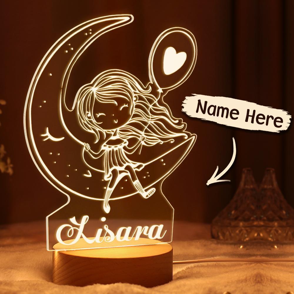 Personalized Night Light Nursery Lamp For Baby Girl Nursery Decor First birthday Gift From Mom And Dad Night Lights Kids Table Lamp