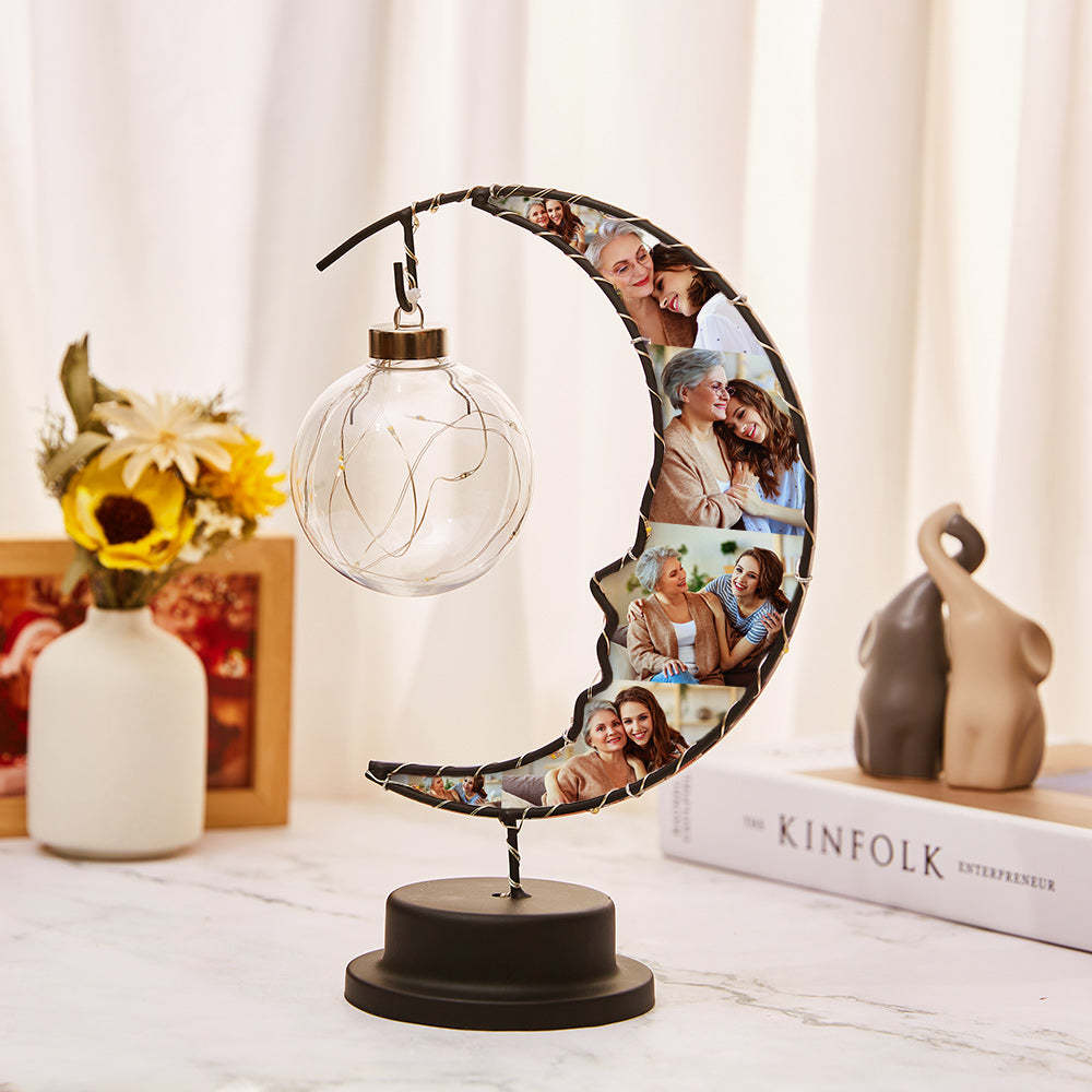 Personalized Photo Moon Light Mother's Day Gift Custom Moon Light with 6 Photo Love Gift for Couples Friends Family -