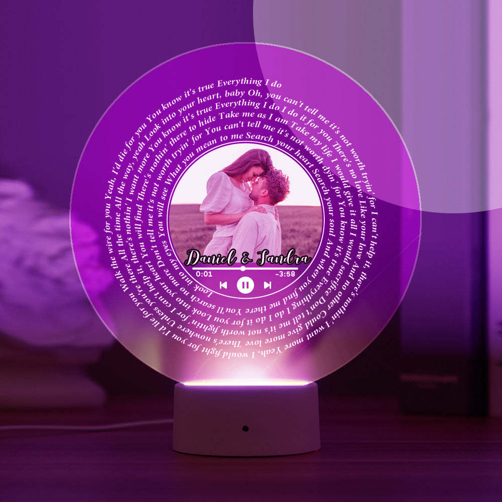 Custom Vinyl Record Shape Night Light Home Decor Seven Colors Illusion Color Changing Lyrics Night Light Gift -