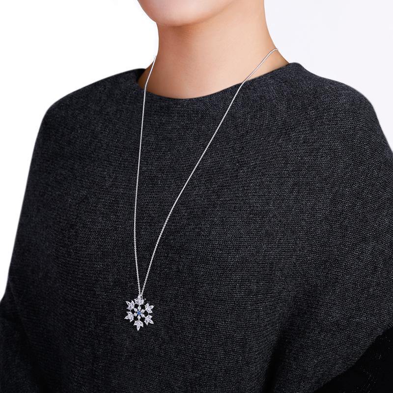Snowflake Necklace - Big Silver - soufeelus