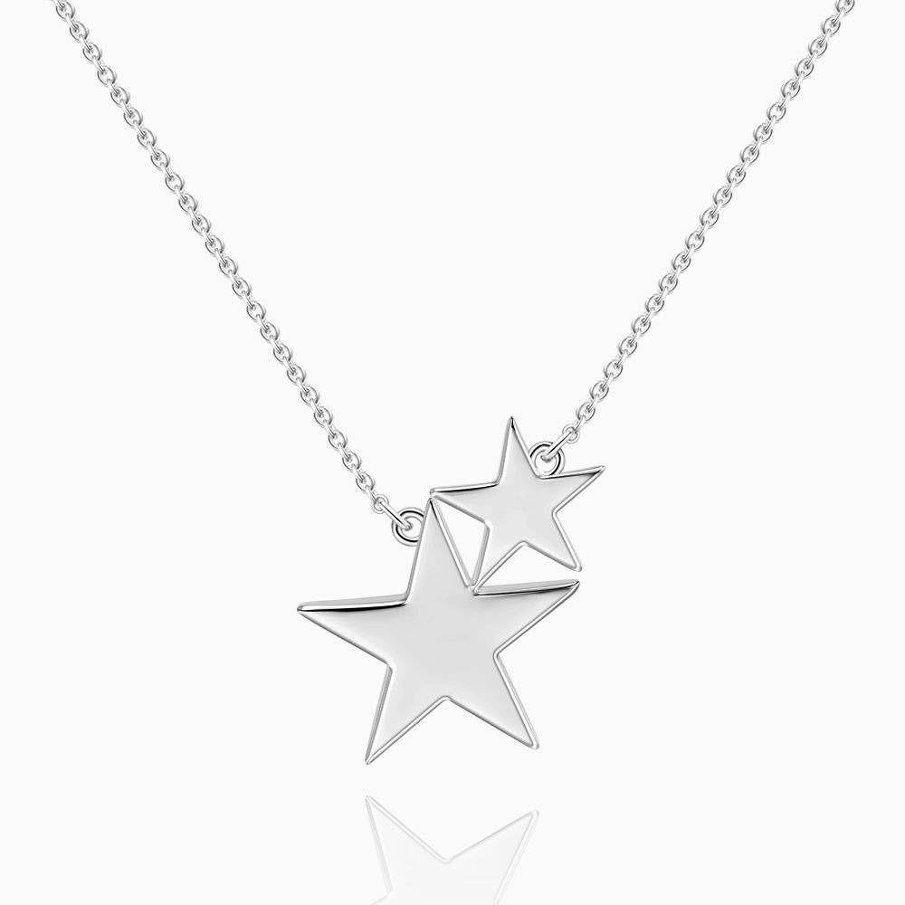 Double Stars Necklace Silver - soufeelus
