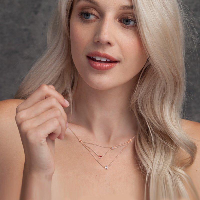 Dazzling Droplets Necklace Rose Gold Plated Silver - soufeelus