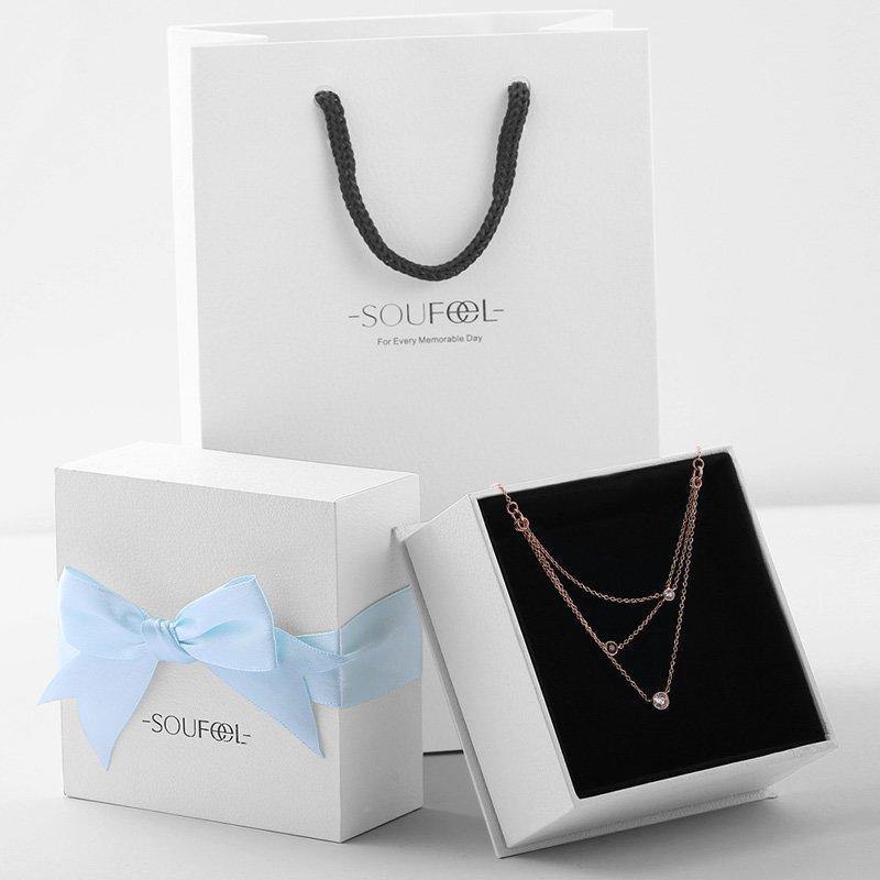 Dazzling Droplets Necklace Rose Gold Plated Silver - soufeelus