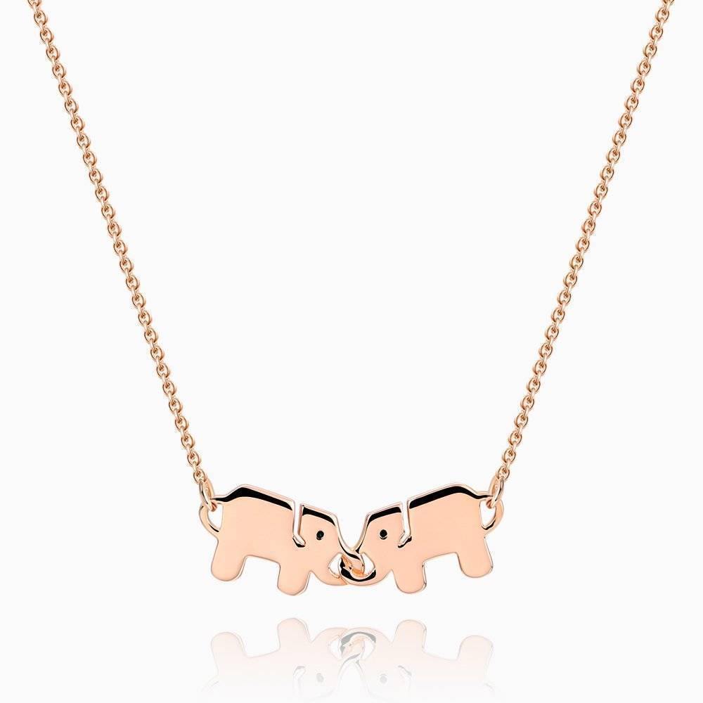 Two Elephants Necklace Rose Gold Plated Silver - soufeelus