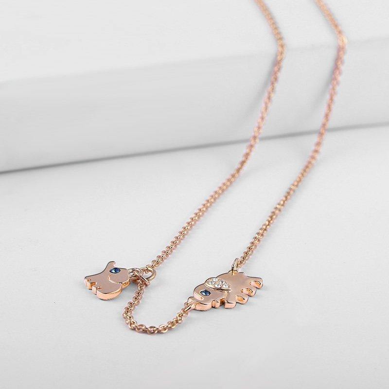 Lucky Elephant Necklace Rose Gold Plated Silver - soufeelus