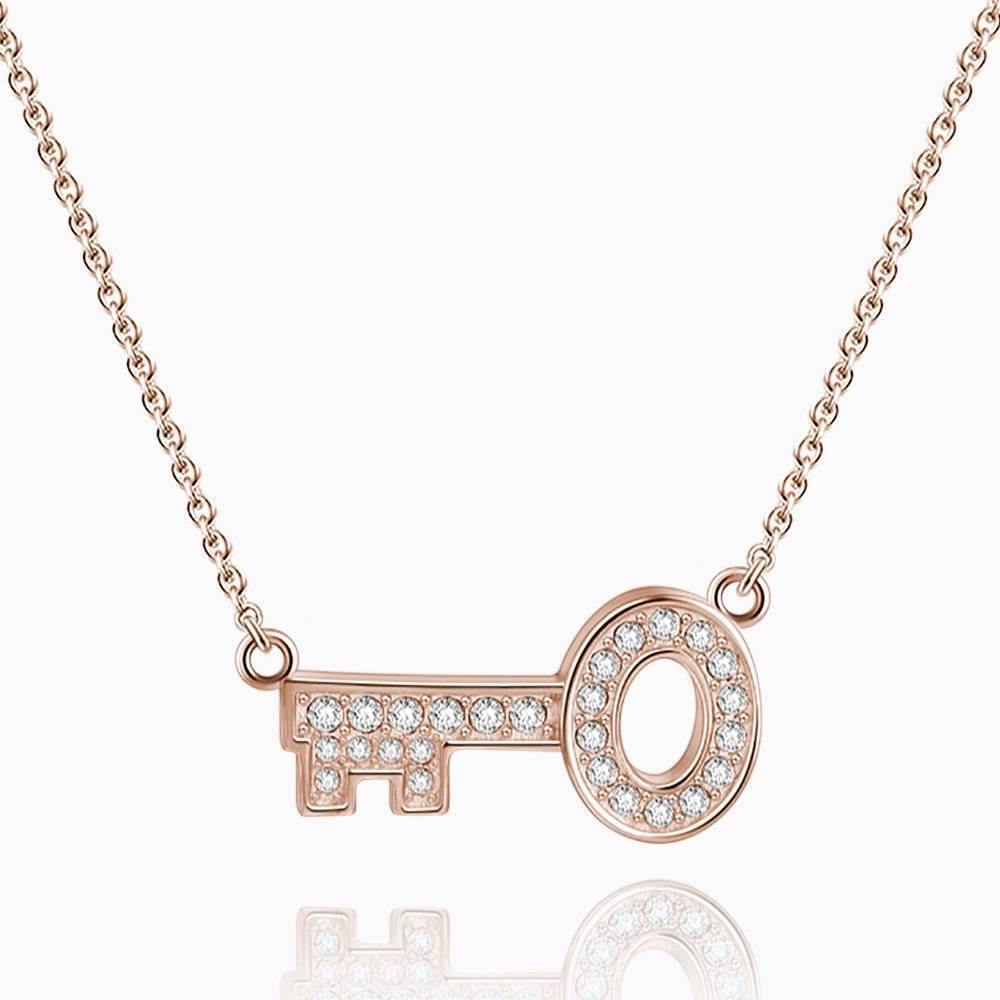 Key Necklace Rose Gold Plated Silver - soufeelus