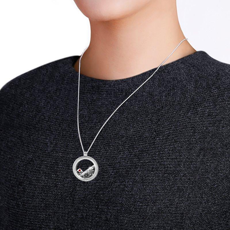 Circle - Large Locket Necklace Silver - soufeelus