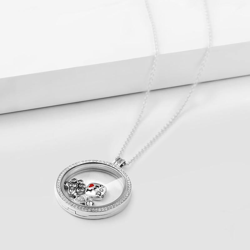 Circle - Large Locket Necklace Silver - soufeelus