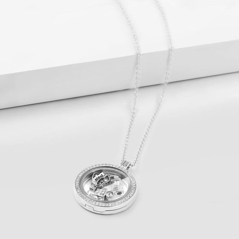 Circle - Small  Locket Necklace Silver - soufeelus
