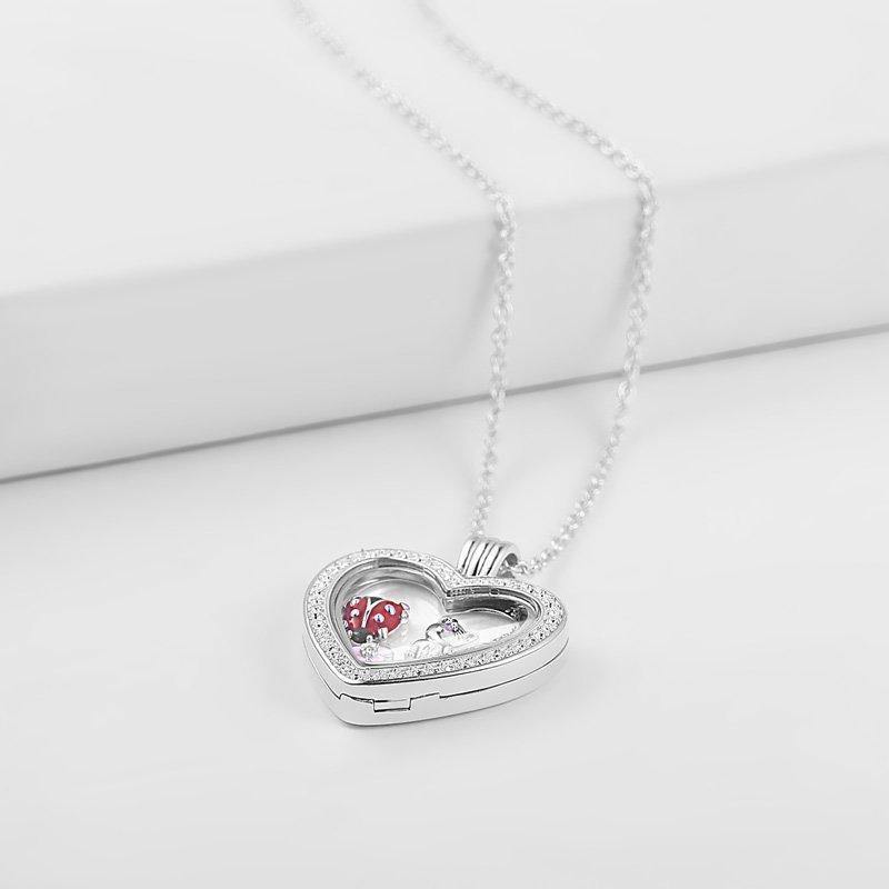 Heart - Large Locket Necklace Silver - soufeelus