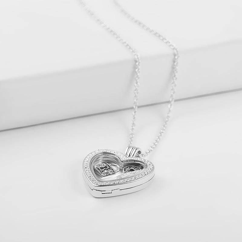 Heart - Small Locket Necklace Silver - soufeelus