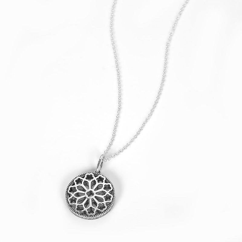 Hollow Flower Necklace Silver - soufeelus
