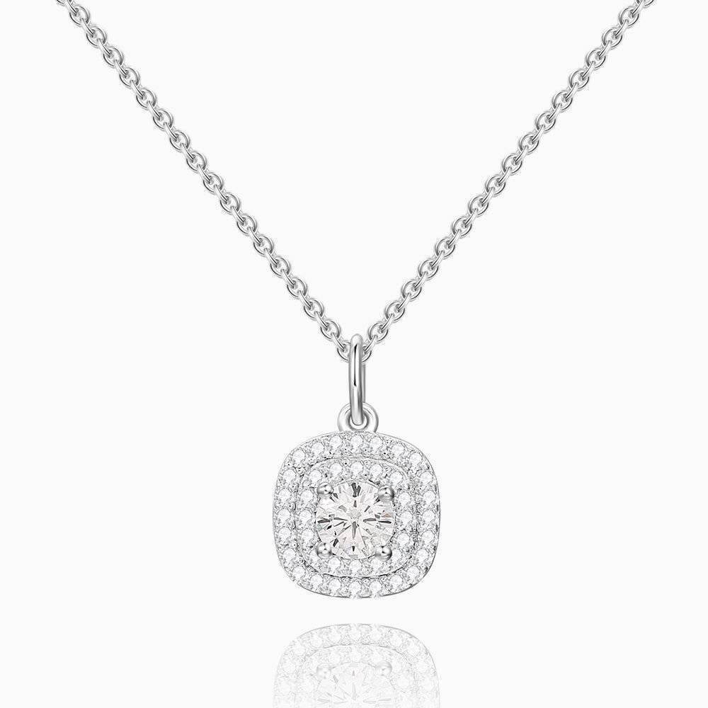 Pave CZ Square Necklace Silver - soufeelus