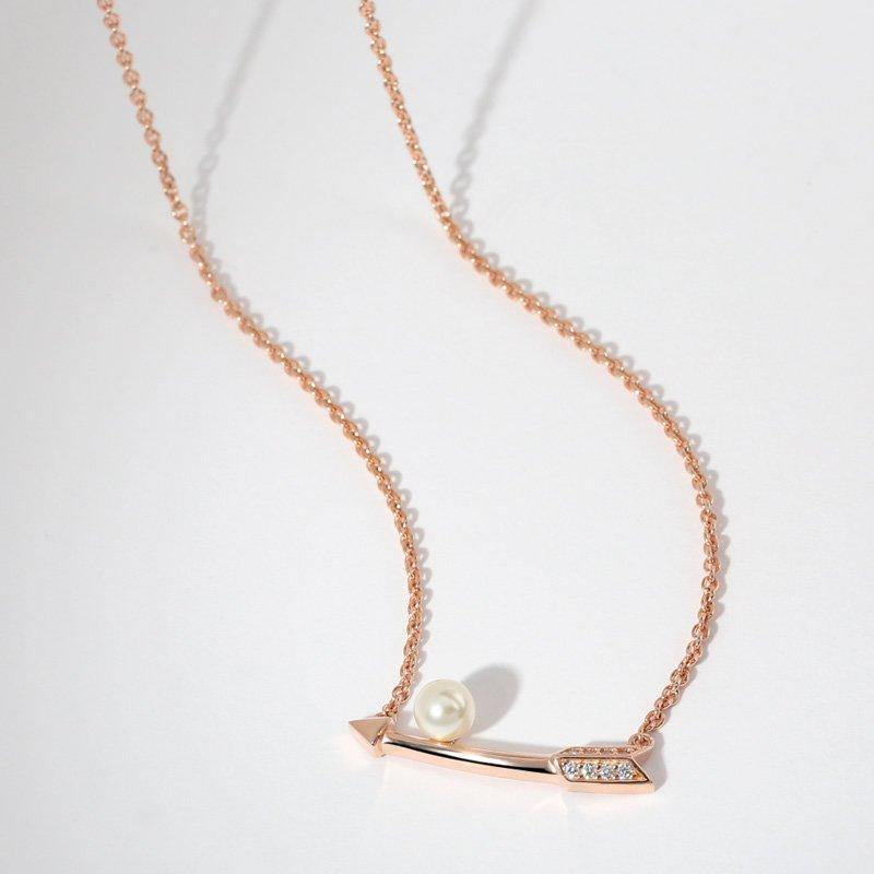 Cupid's Arrow Pearl Necklace Rose Gold Plated Silver - soufeelus