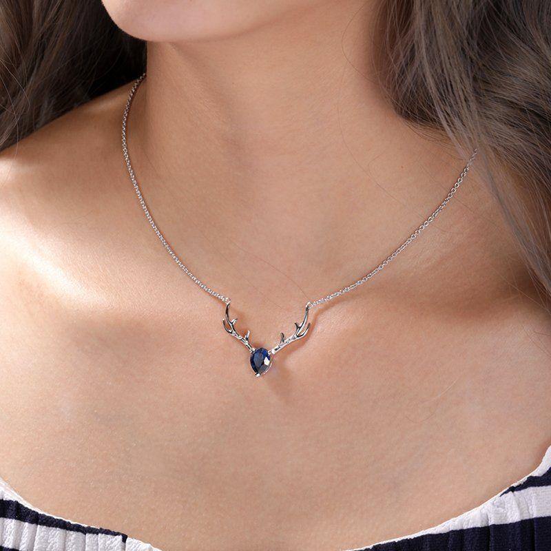 Soufeel Crystal Christmas Reindeer Necklace Silver - soufeelus