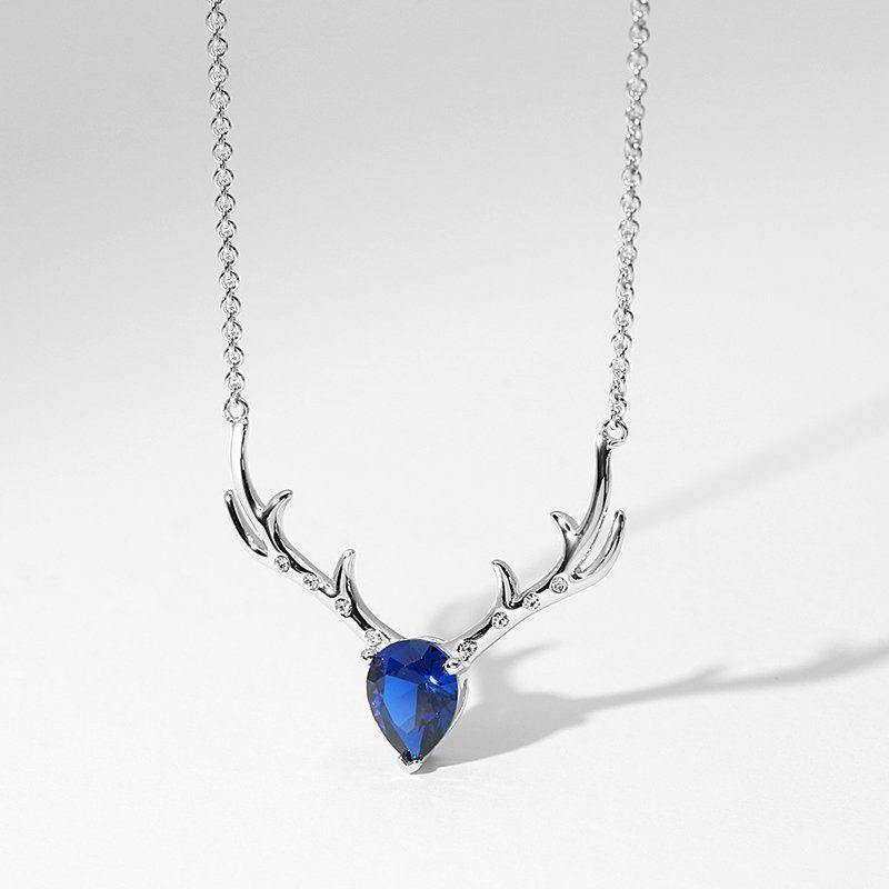 Soufeel Crystal Christmas Reindeer Necklace Silver - soufeelus