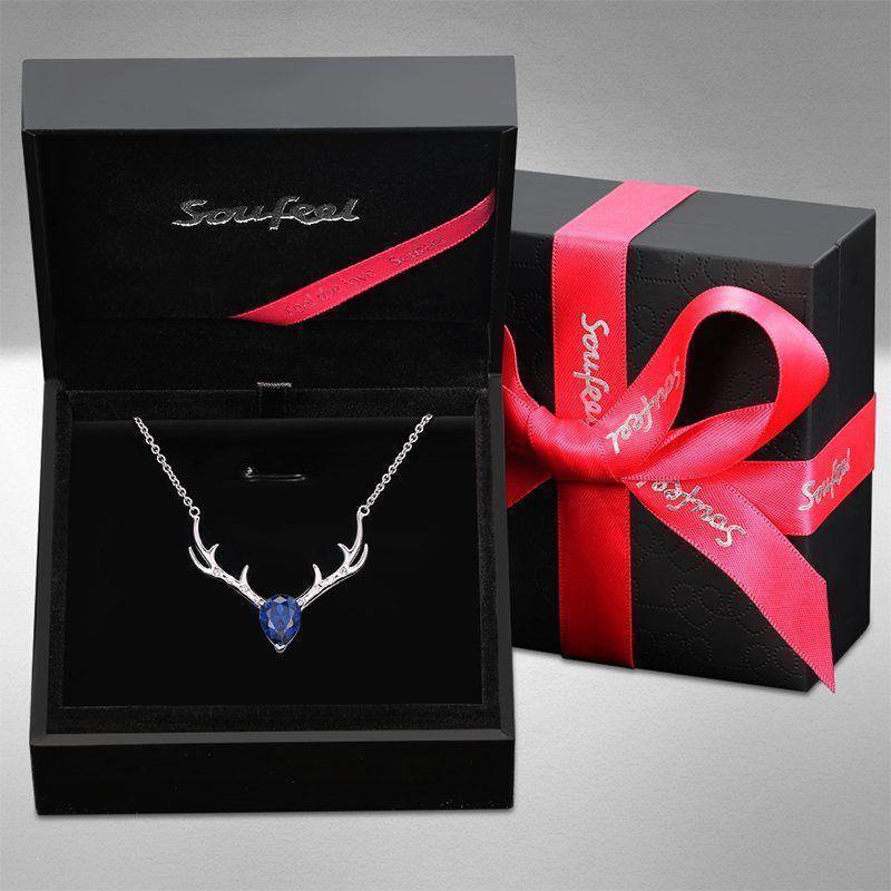 Soufeel Crystal Christmas Reindeer Necklace Silver - soufeelus