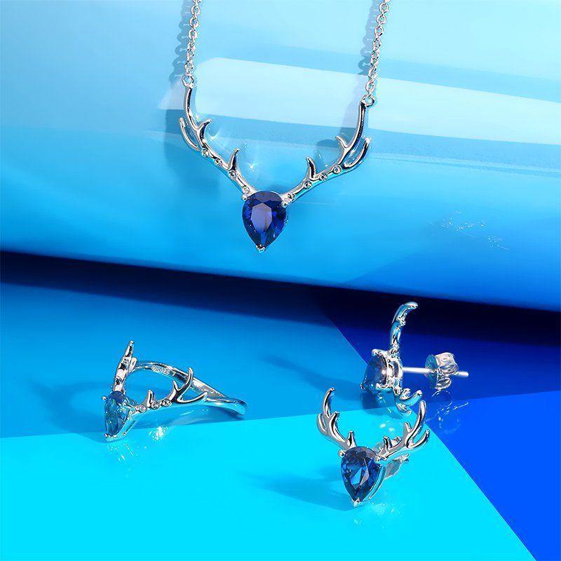 Soufeel Crystal Christmas Reindeer Necklace Silver - soufeelus