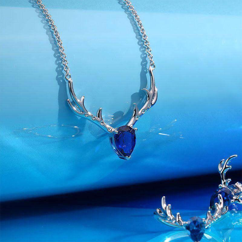 Soufeel Crystal Christmas Reindeer Necklace Silver - soufeelus