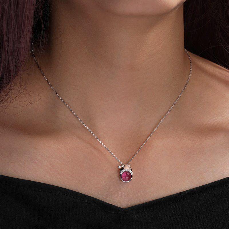 Christmas Hat Necklace with Special Stone Rose Gold Plated Silver - soufeelus