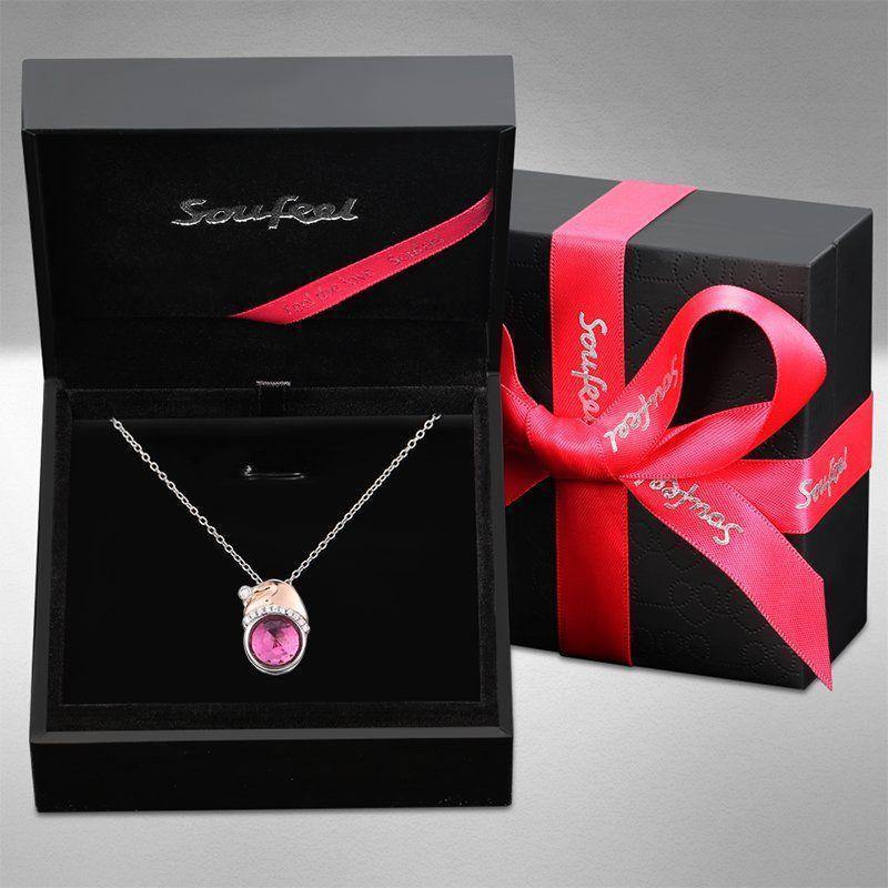 Christmas Hat Necklace with Special Stone Rose Gold Plated Silver - soufeelus