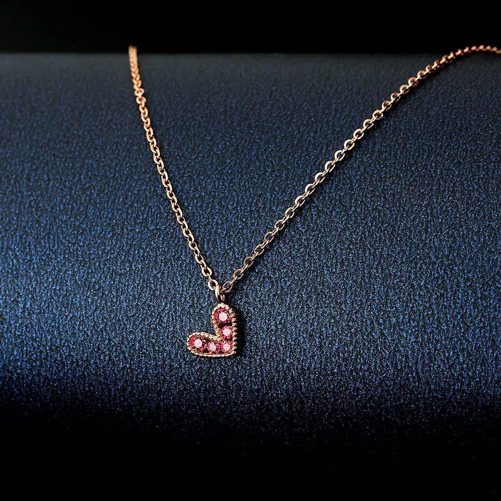 Rose Heart Necklace Rose Gold Plated - soufeelus