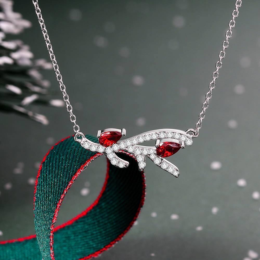 Soufeel Crystal Christmas Antler Necklace Platinum Plated Silver - soufeelus