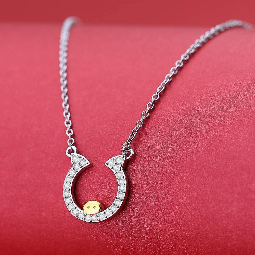 Cute Pig Pendant Necklace Silver - soufeelus