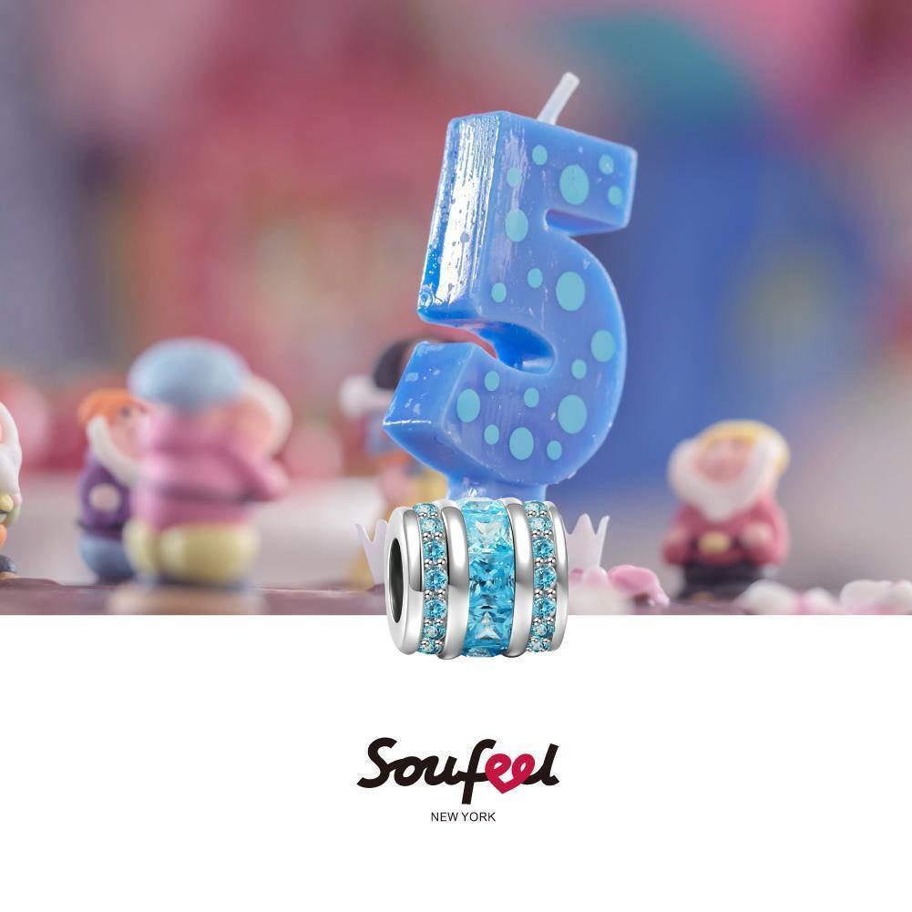 March Birthstone Light Blue Bucket Charm Silver - soufeelus