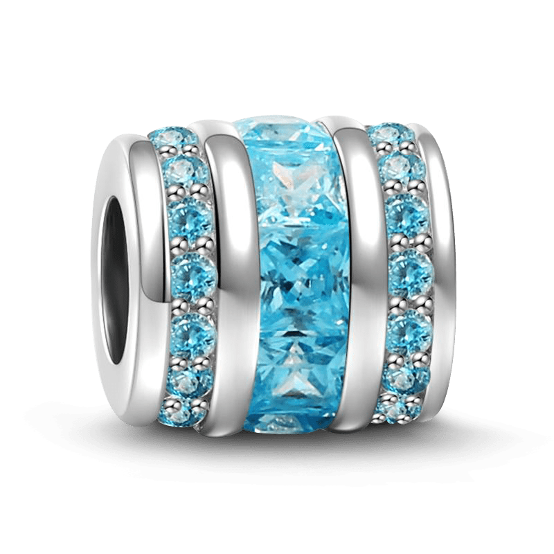 March Birthstone Light Blue Bucket Charm Silver - soufeelus