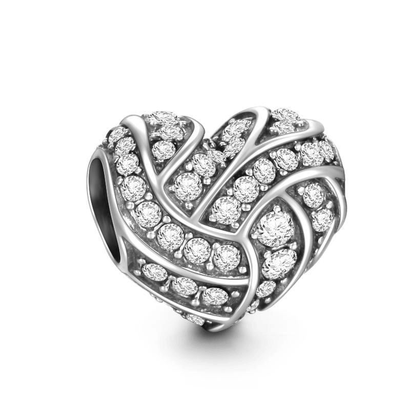 Soufeel Crystal Interlaced Heart Charm Silver - soufeelus