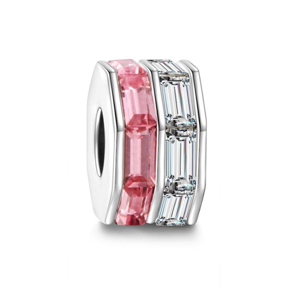 Pink and Silver Crystal Charm Silver - soufeelus