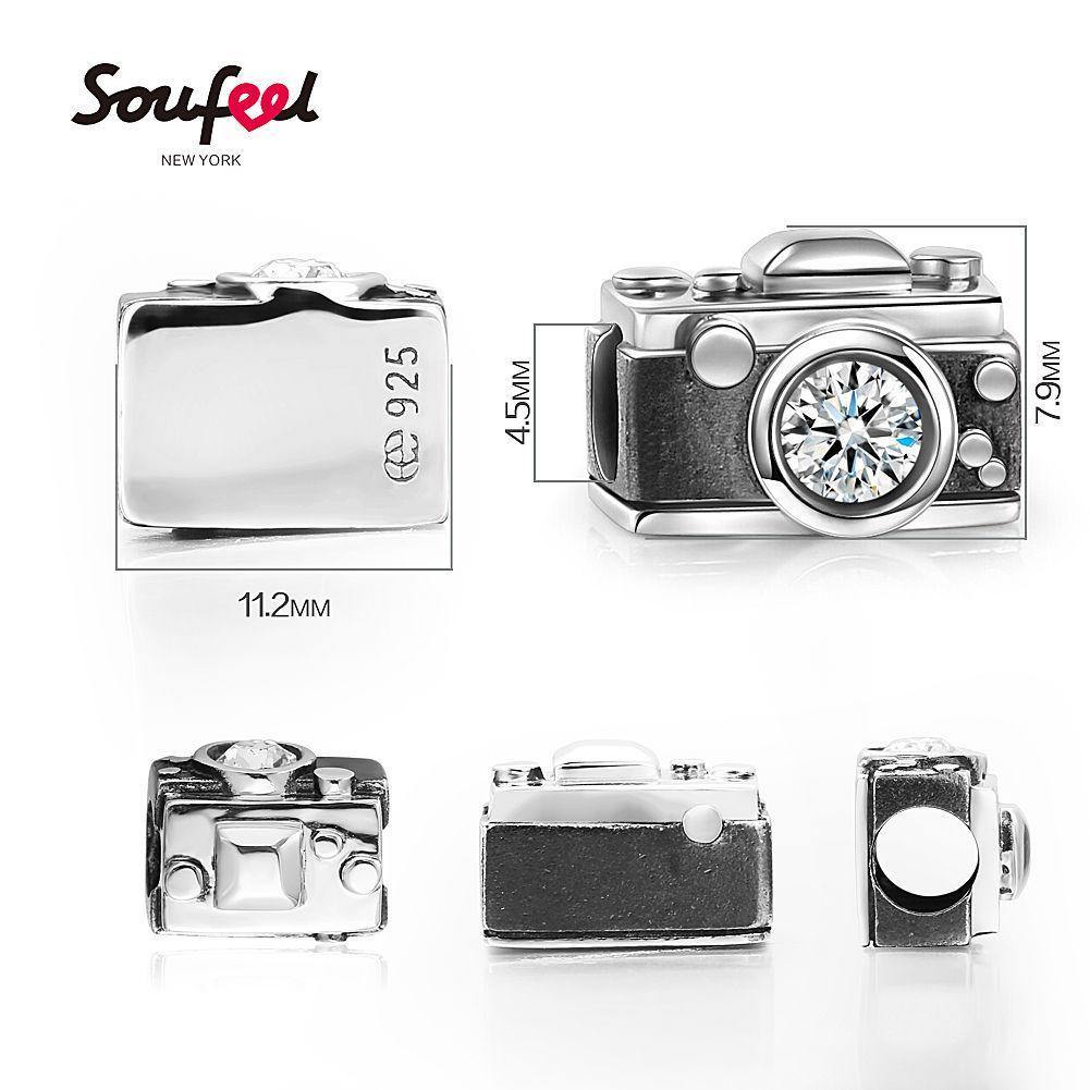 Soufeel Crystal Vintage Camera Charm Silver - soufeelus