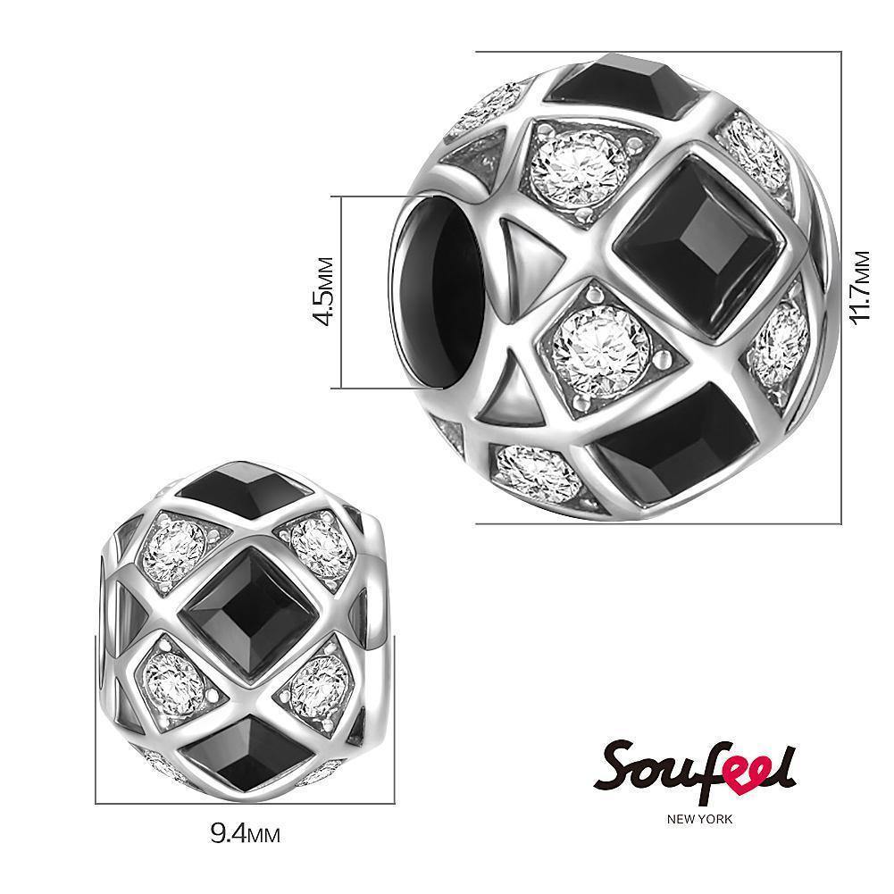 Soufeel Crystal Black and White Magic Charm Silver - soufeelus