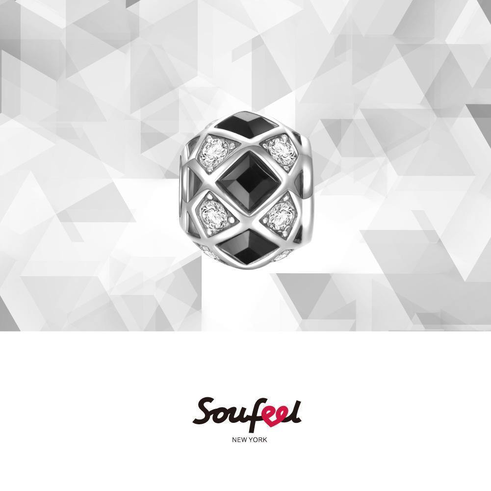 Soufeel Crystal Black and White Magic Charm Silver - soufeelus
