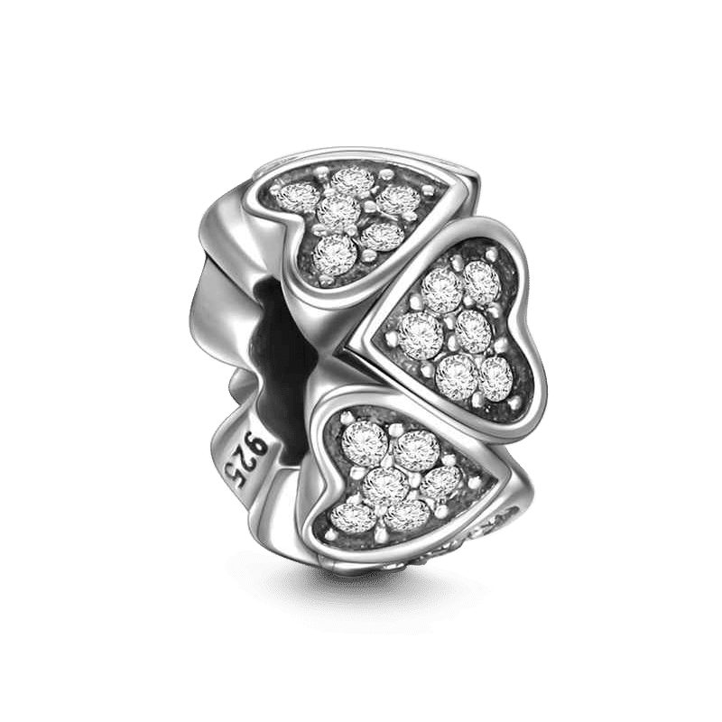 Crystal Heart Charm Silver - soufeelus