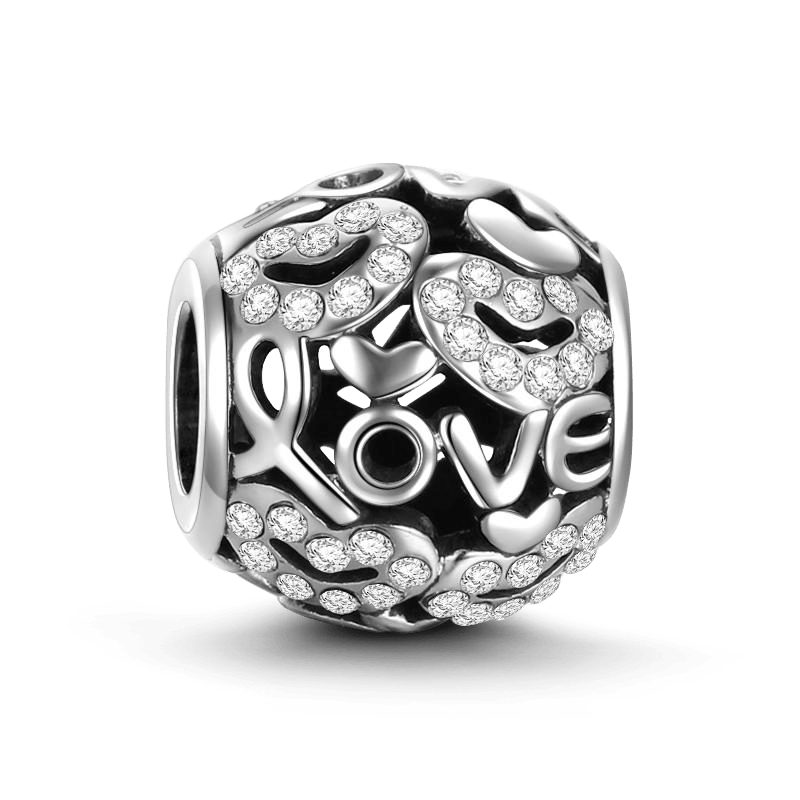 Soufeel Crystal Hearts and Love Charm Silver - soufeelus