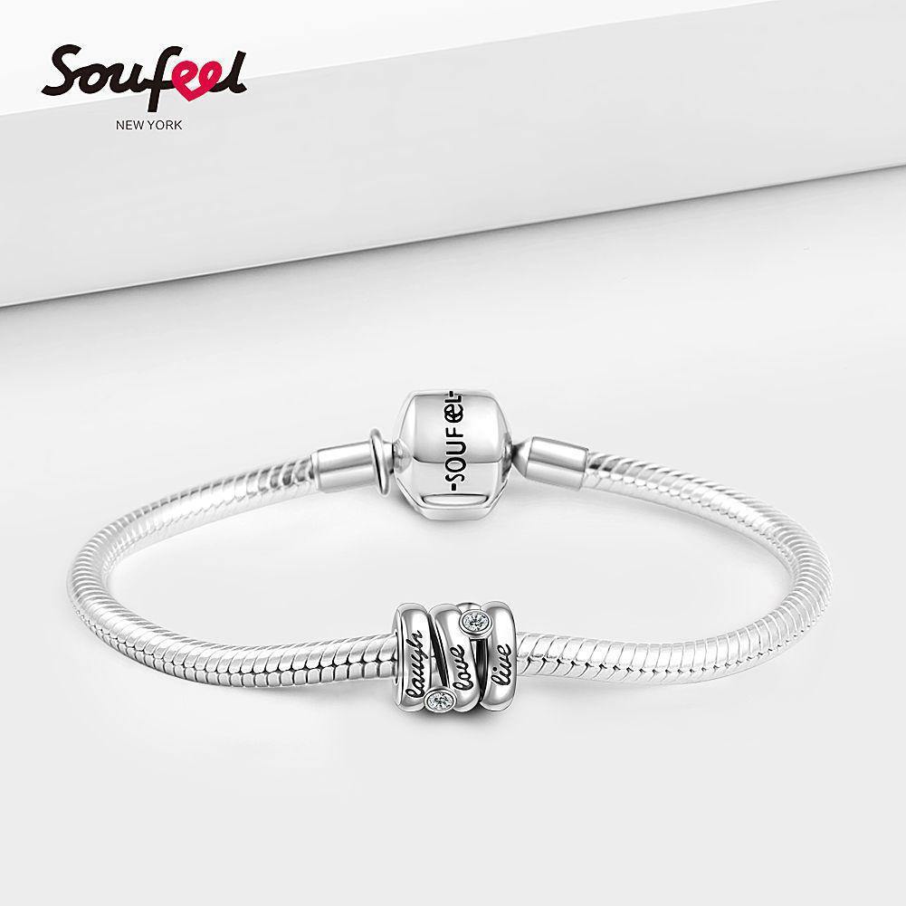 Soufeel Crystal Laugh-Love-Live Charm Silver - soufeelus